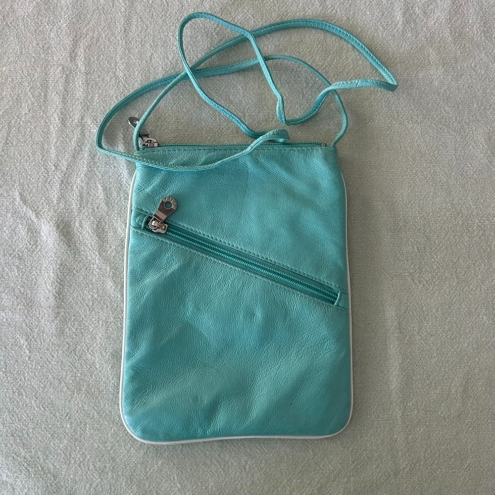 Wilsons Leather Maxima Small Crossbody Bag Purse Turquoise Blue Green